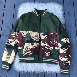 Zero Foxtrot Gear Retro Skull Rhodie Camo Green Bomber Jacket Mens size XL NWOT